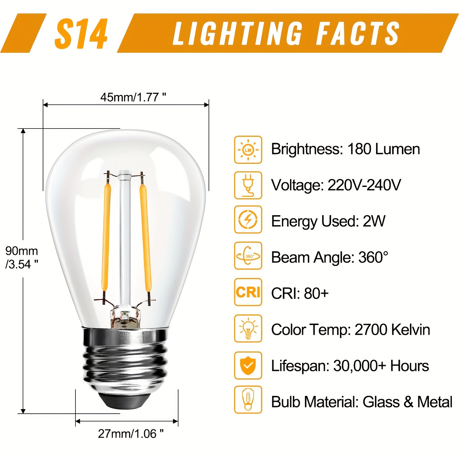 Ampoule LED E27 7 W filament 2 700 K lot de 2