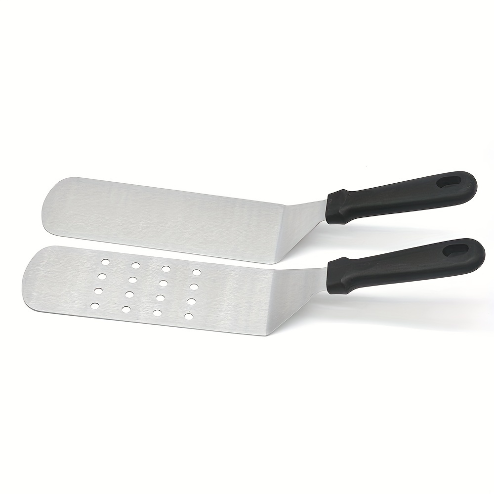 2pcs Big Metal Griddle Spatula Large Burger Smasher Hamburger Turner Scraper