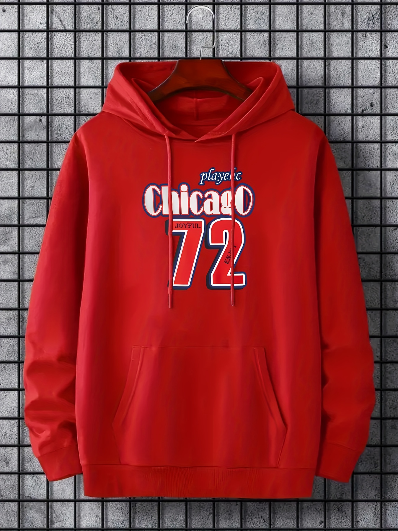 Chicago Letter Graphic Hoodies for Women Men Long Sleeve Drawstring Pocket  Casual Hoodie Sweatshirt Pullover (S,Brick Red) at  Men's Clothing  store