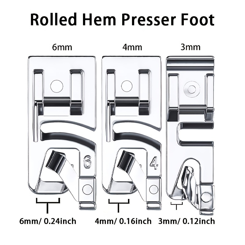 3Pcs/Set Domestic Sewing Machine Rolled Hem Presser Foot for