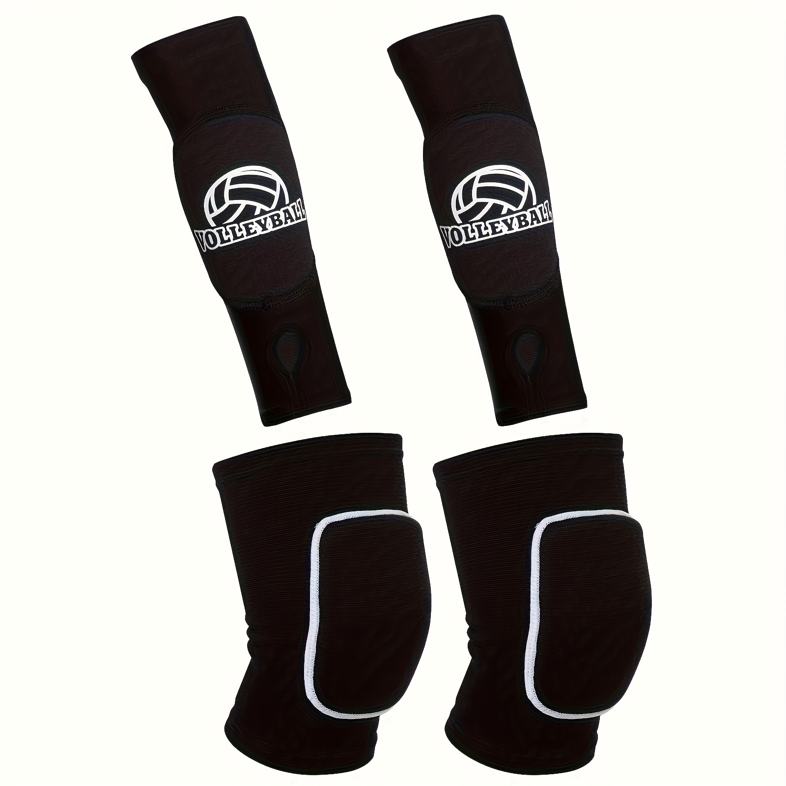 Volleyball Arm Sleeves and Volleyball Knee Pads with Protection Pad Set  Passing Forearm Sleeves with Protection Pad Thumb Hole Breathable Knee Pads