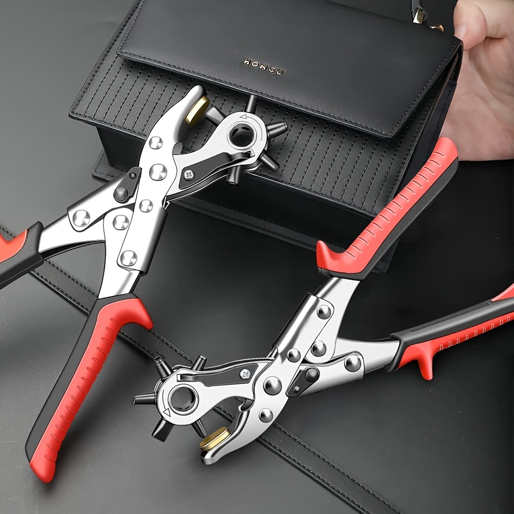 Generic AIRAJ PRO Belt Hole Punch Pliers,Household Revolving Punching  Tool,Special Leather Hole Punch Tool for Flat Holes,Belt Hole Pun