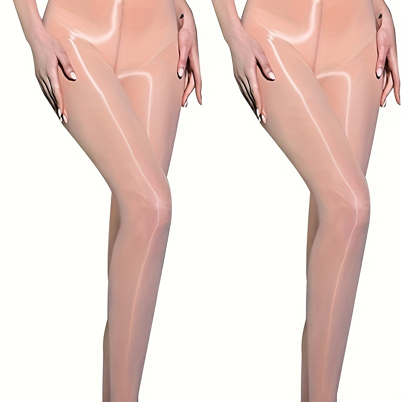 Oil Shiny Tights Anti hook Semi Sheer Footed Pantyhose - Temu