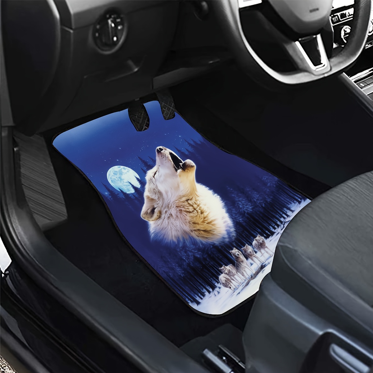 Gray Wolf Printed Car Floor Mats Car Front Rear Seats Floor - Temu