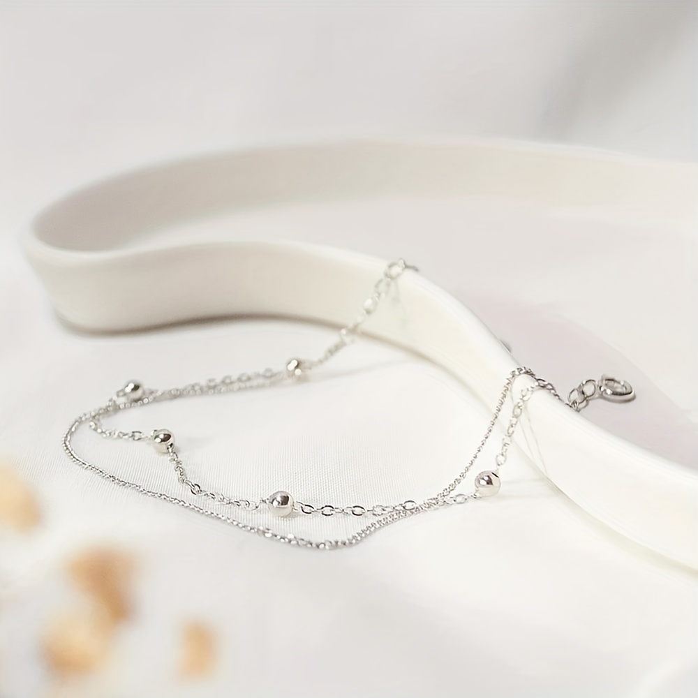 Double Layer Dainty Copper Anklet, Elegant Design