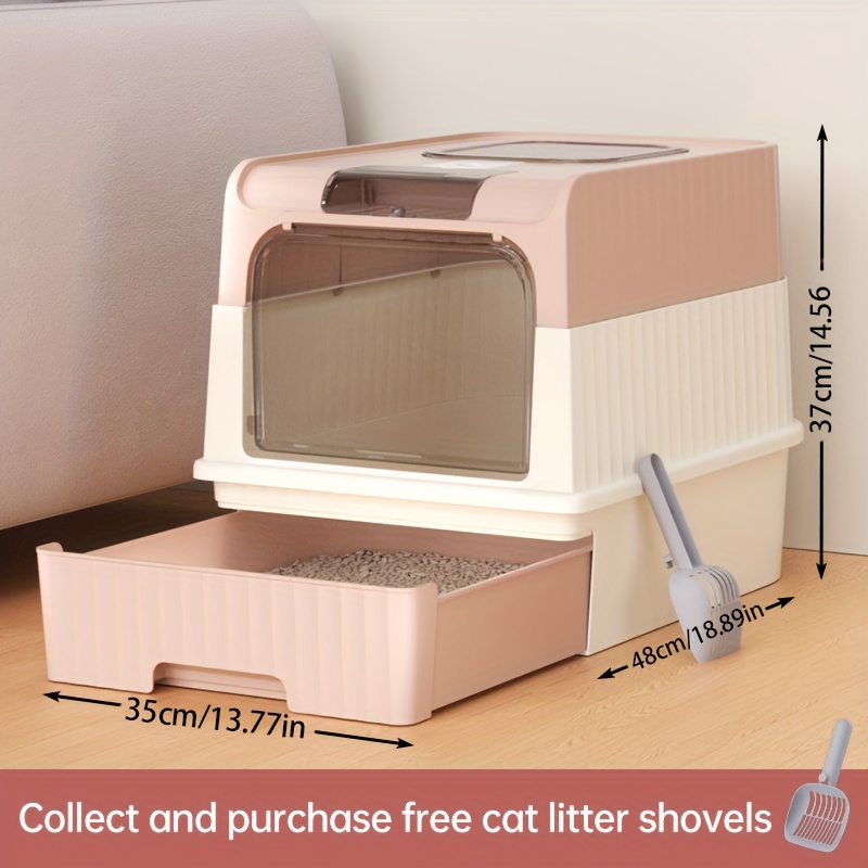 Cat Litter Box Anti splash Drawer Odor Removal Front Flap - Temu