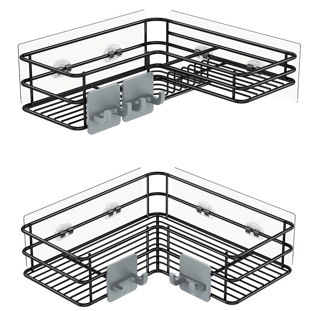 2pcs Stainless Steel Bathroom Storage Rack Set, Corner Shower