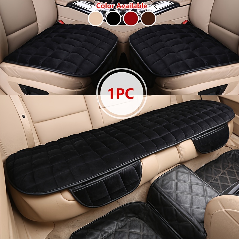

3pcs Plush Car Seat Protector, Car Seat Cushion With Non-slip Rubber Bottom & Storage Pouch, 4 Seasons Universal Size Car Interior Accessories, Upgrade Your Car Comfort, Car Decor