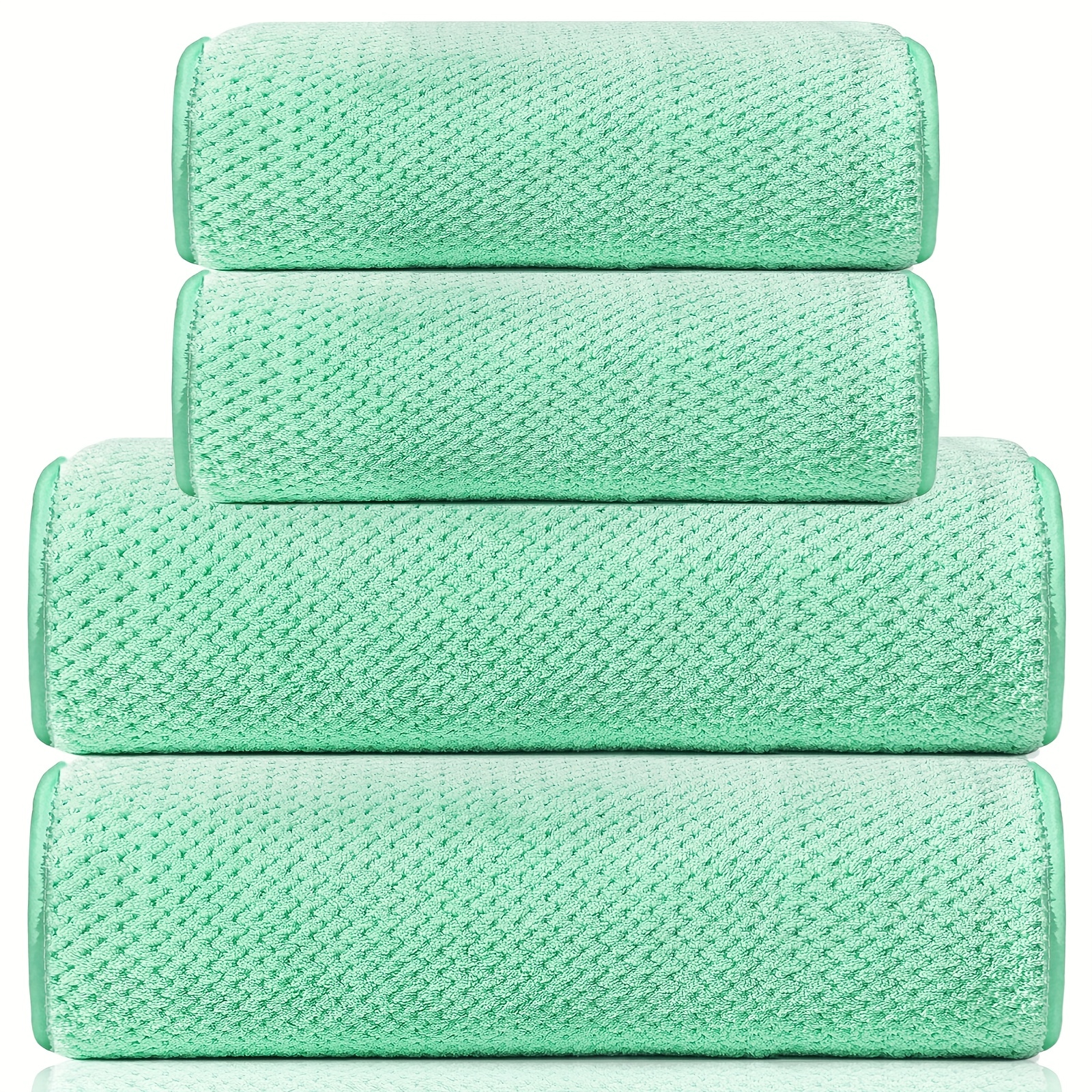 Solid Color Towel Set Household Microfiber Towel Soft Hand - Temu