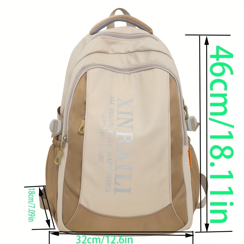 Large Capacity Preppy Backpack Heavy Duty Daypack Casual Travel Knapsack