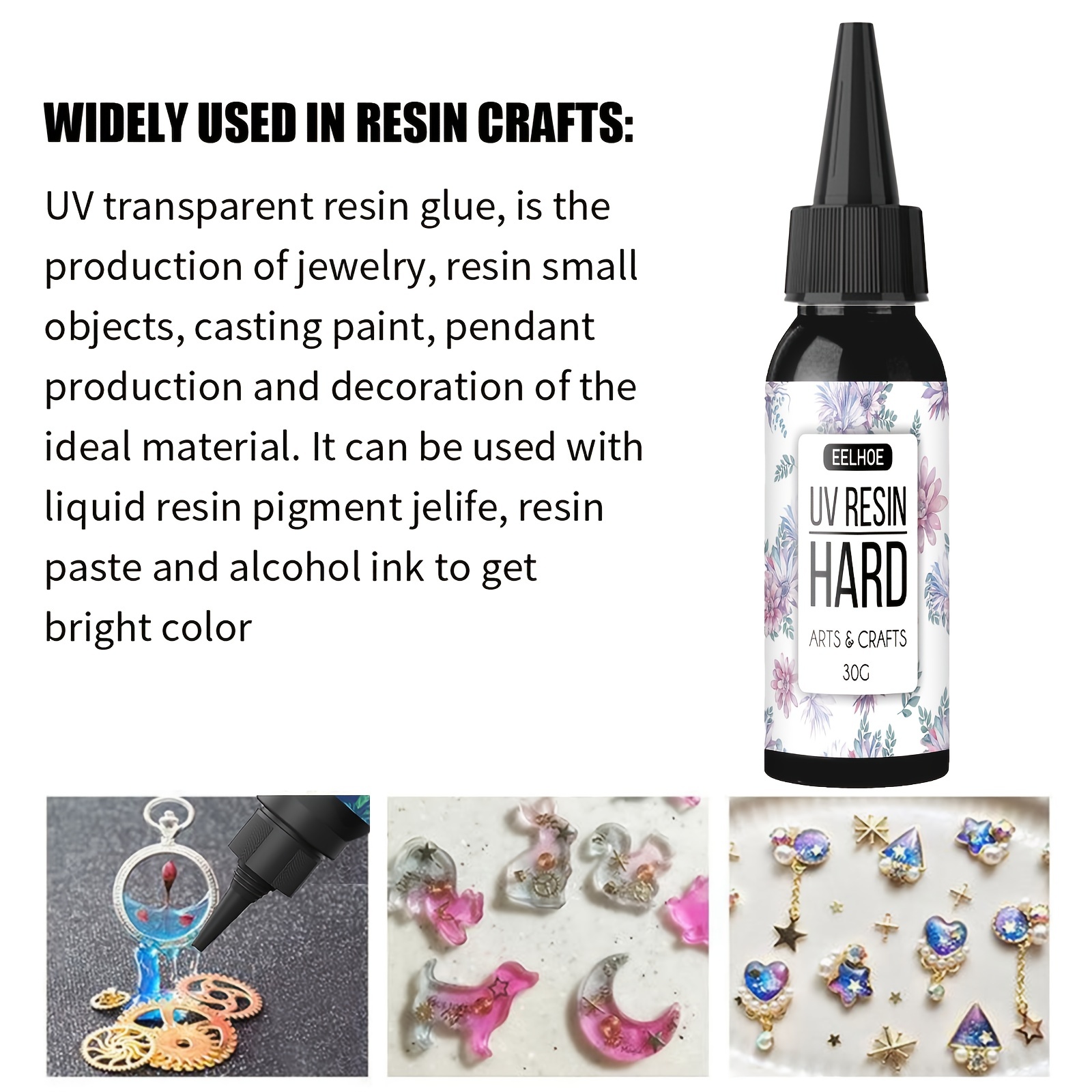 100G Black UV Resin-Upgrade Quick Cure! Hard Type Color Resin, UV  Glue Ultraviolet Curing, Solar Cure Sunlight Activated Resin Clear Adhesive  Glue for Jewelry Making-Black : Arts, Crafts & Sewing