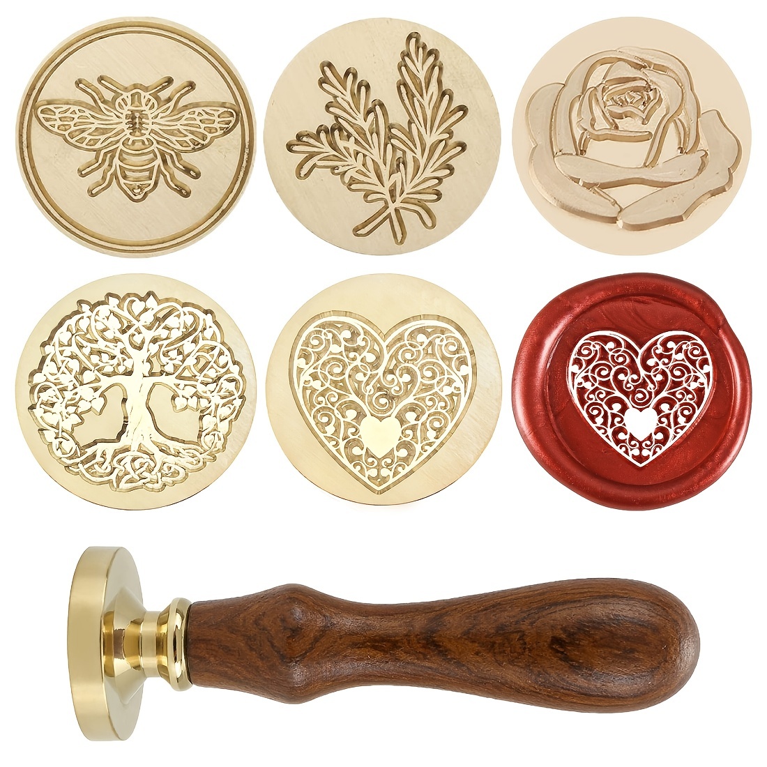 Heart Wax Seal Stamp, Brass Head With Wooden Handle Stamp Decoration for  Wedding Party Invitations Cards or Gift Wrapping