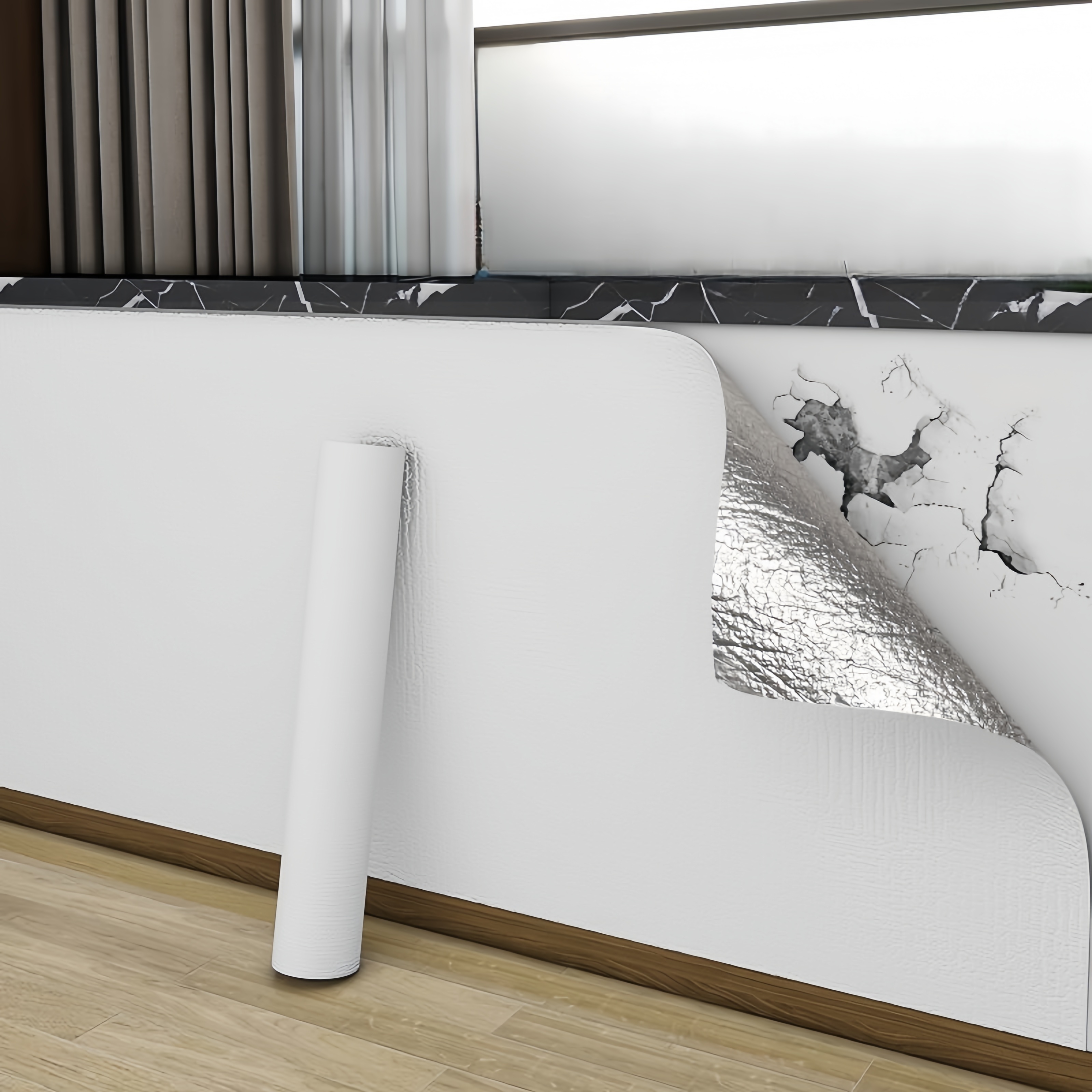 Papier Peint Auto-Adhésif Décoratif en Vinyle PVC Blanc, pour Rénovation de  Meubles, Autocollant Mural Étanche