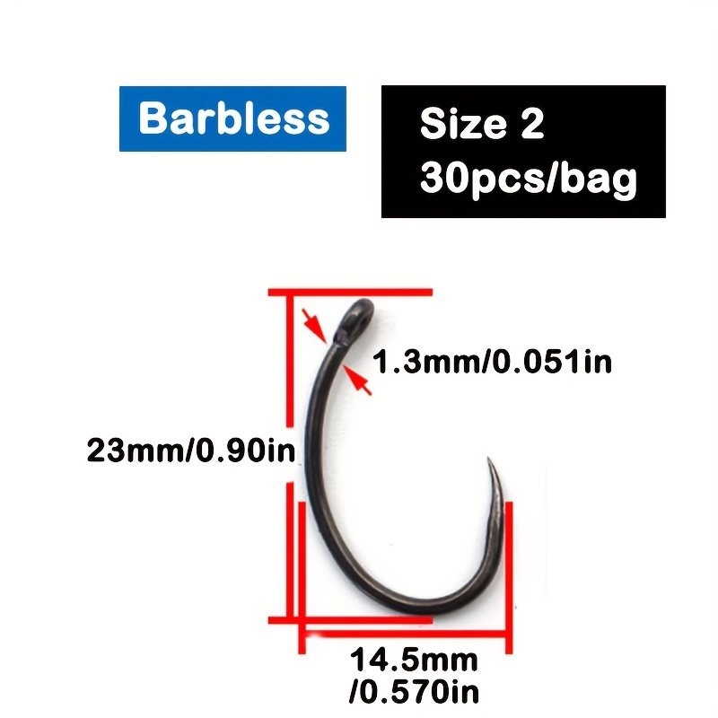 Fishing Hooks 15pcs PTFE Coated High Carbon Steel Fish Hook Micro Barbed  with Eye Carp Fishing Hook Accessories Fishing Accessories (Color : 2#)