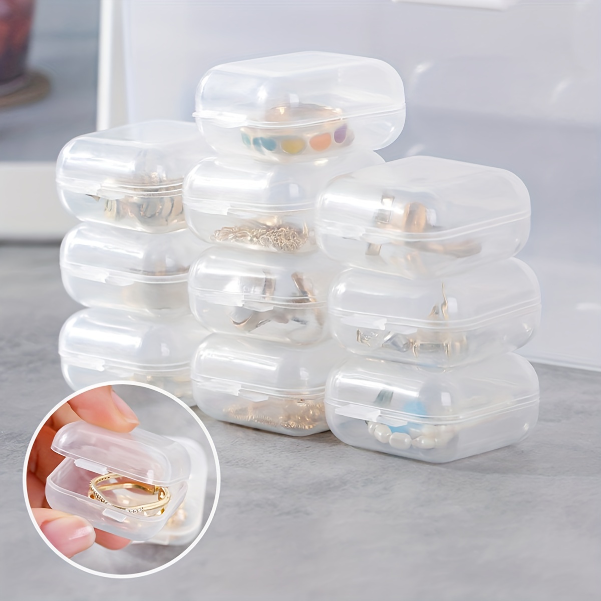 10pcs Mini Clear Plastic Storage Box, Jewelry Storage Case, Transparent  Storage Organizer, Multifunctional Portable Storage Containers With Lid,  For S