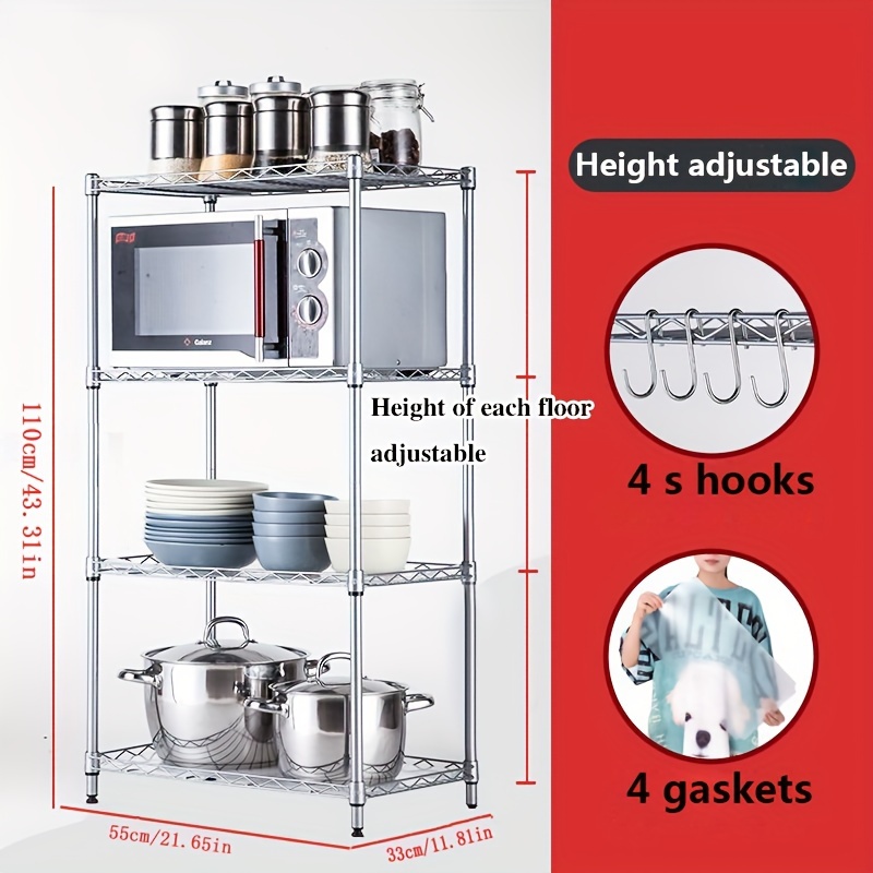 LYWY Organizador de cocina, soporte para microondas con ganchos, estante de  almacenamiento de acero (color : C, tamaño: 23.6 in)