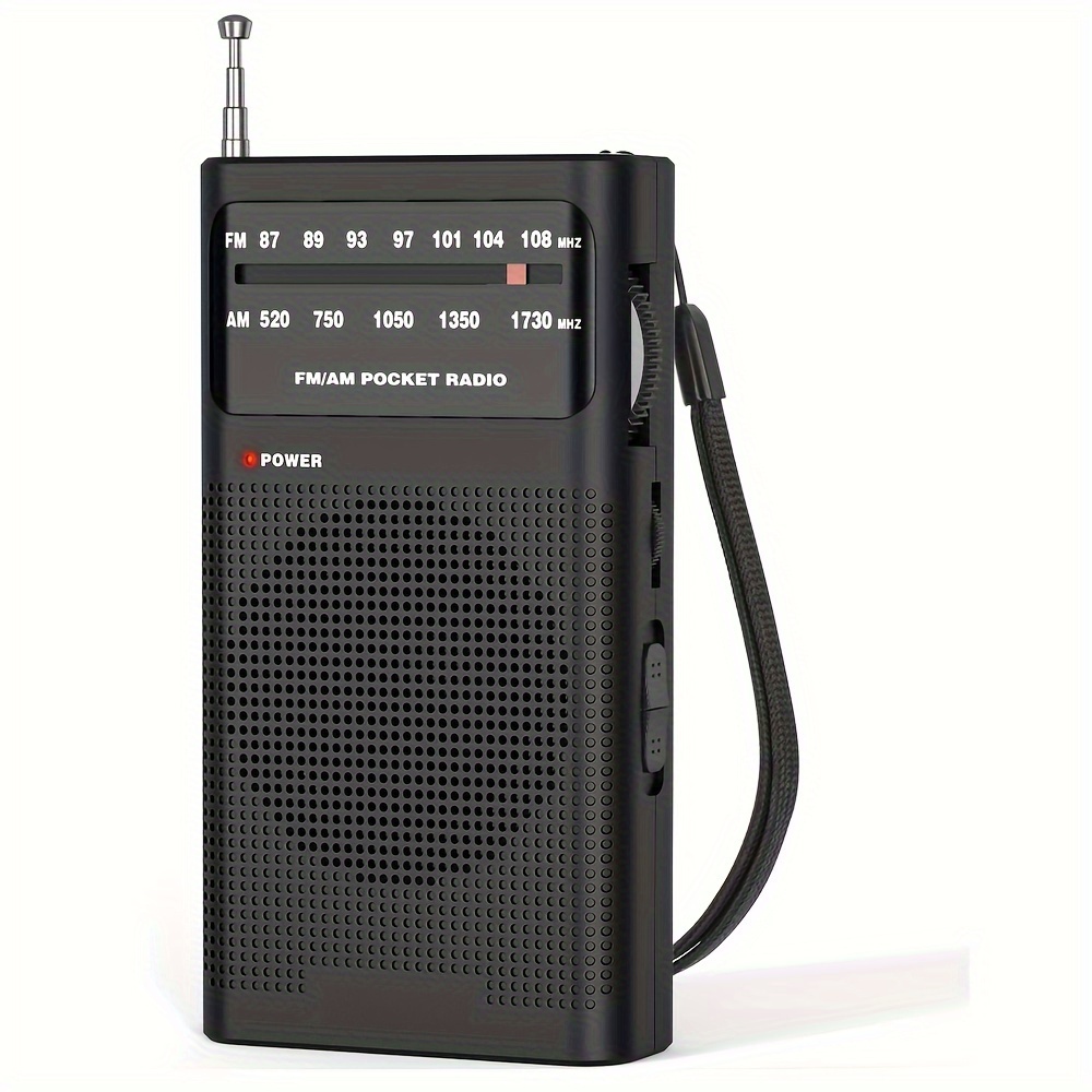Radio portátil AM/FM, 2AA funciona con pilas, enchufe de pared o funciona  con pilas para el hogar y al aire libre, fuerte recepción, radio con  altavoz