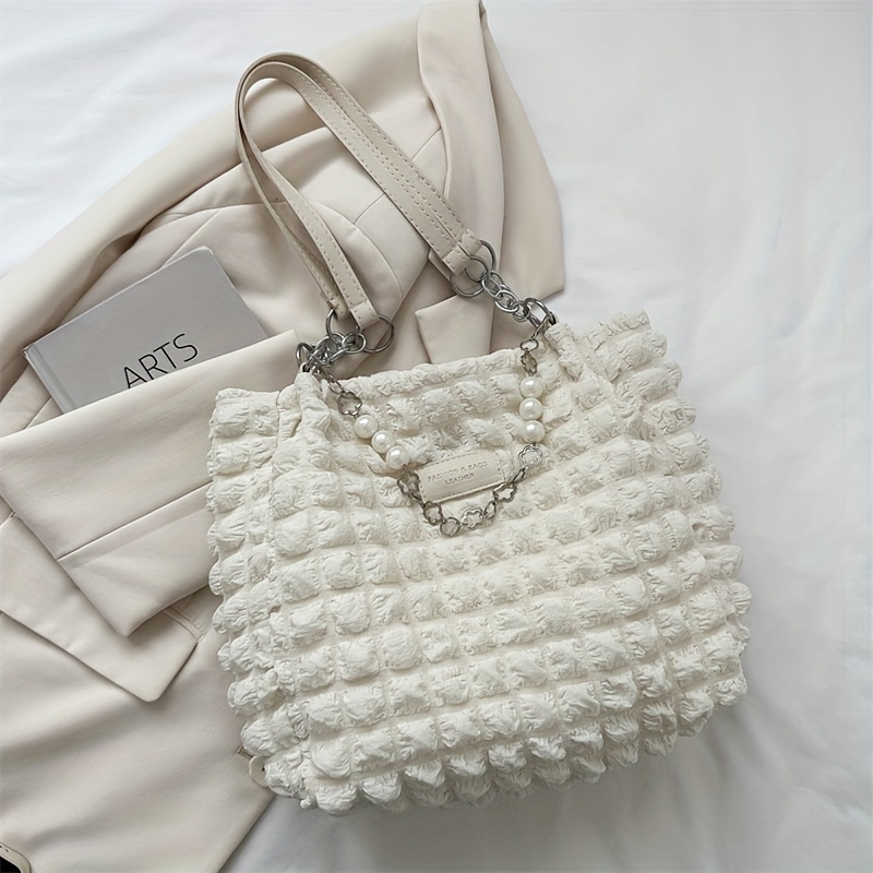 Ruched chain best sale tote bag