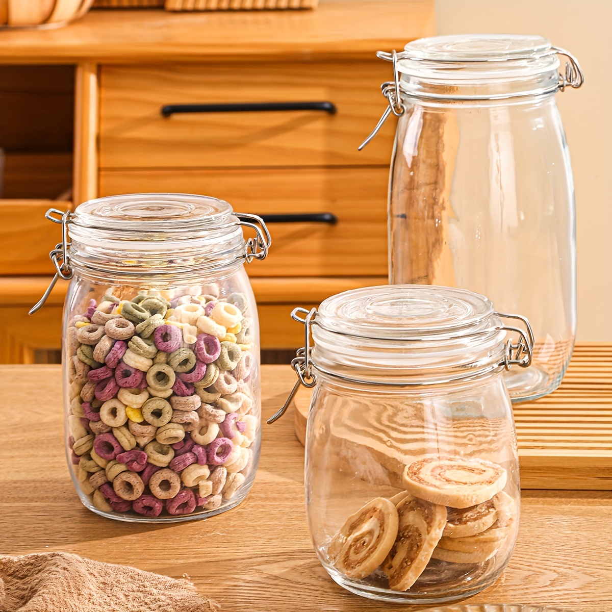 Candy Organizer Sealed Portable Glass Cookies Biscuits Glass Jar