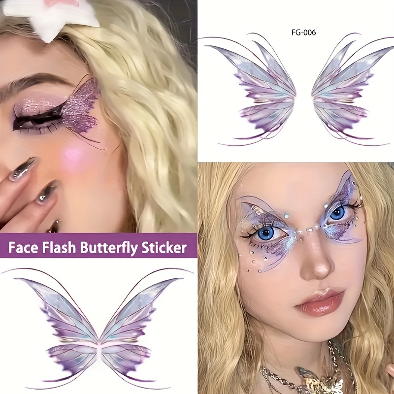 Different Styles Halloween Face Stickers Butterfly Face Gems - Temu