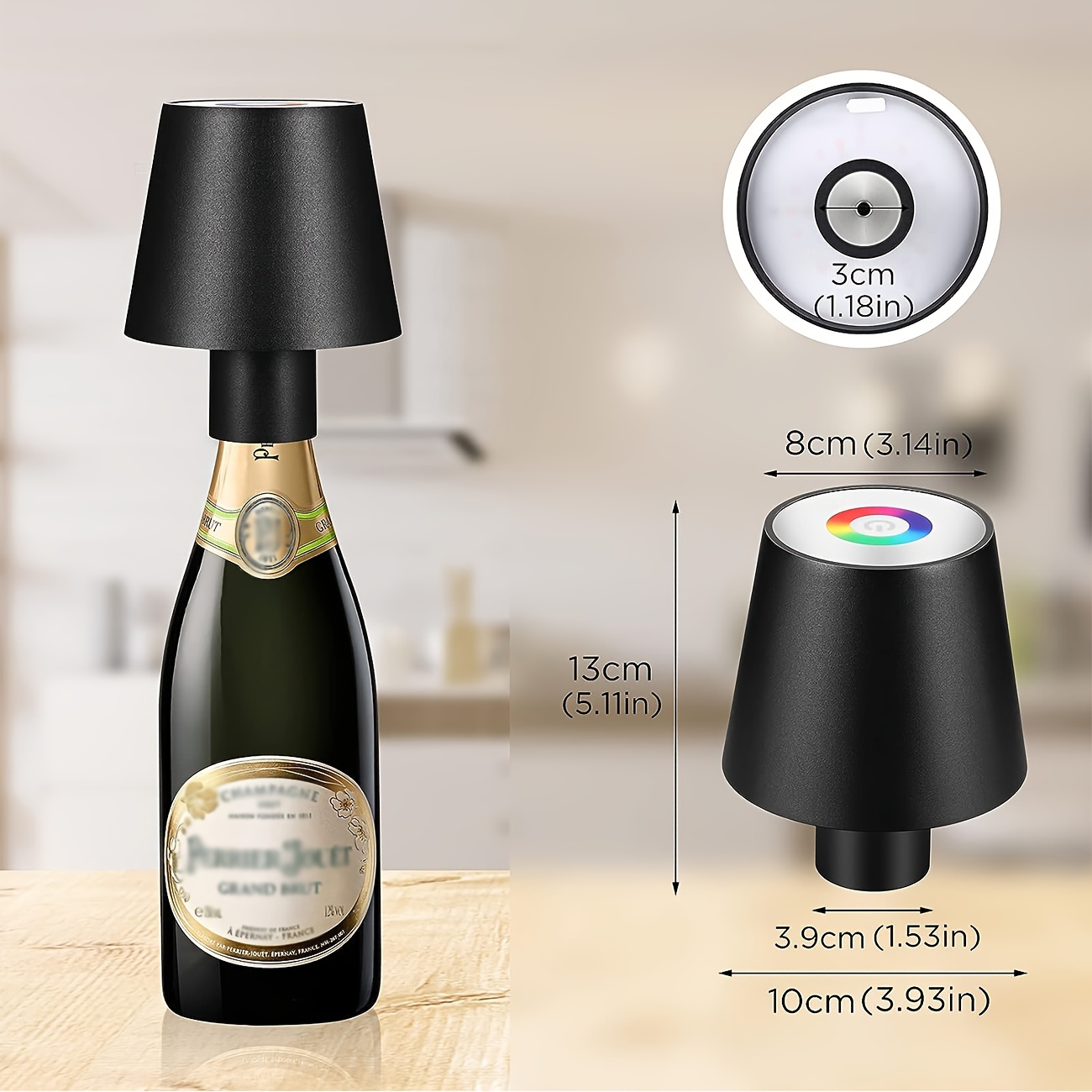 Lumière de bouteille de vin, 5200mah ip54 imperméable à l'eau rechargeable  lampe de table LED, lampe bouteille dimmable pour Camping Restaurant Home