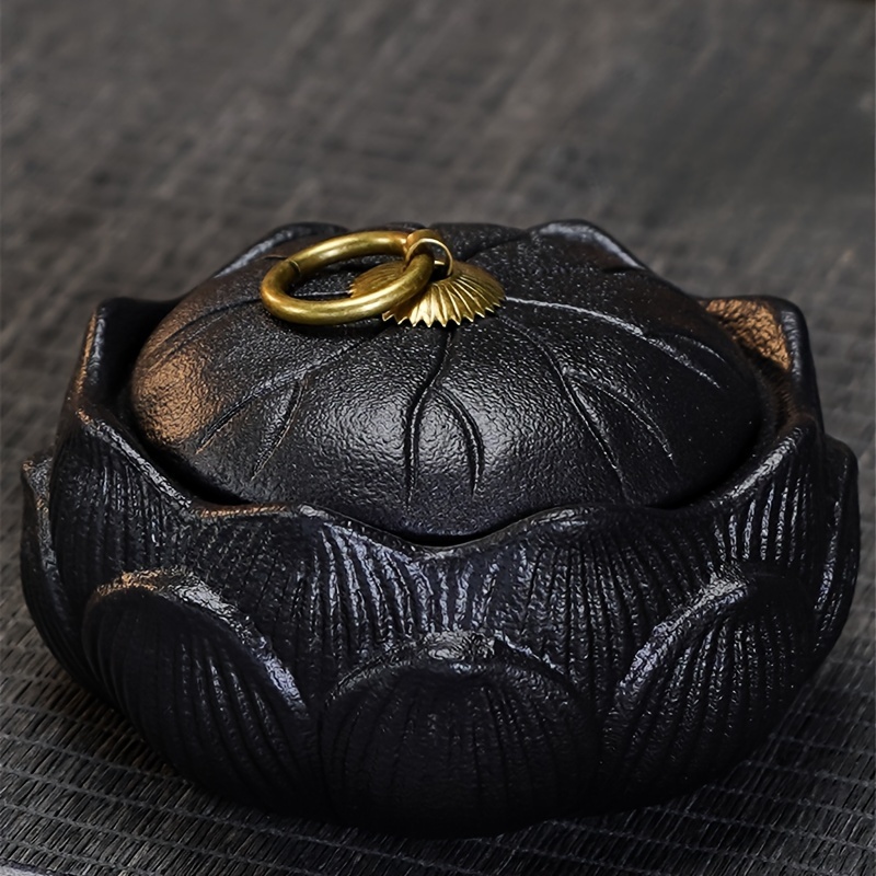 Schwarz Keramik Aschenbecher mit Dekorative Abdeckung Anti
