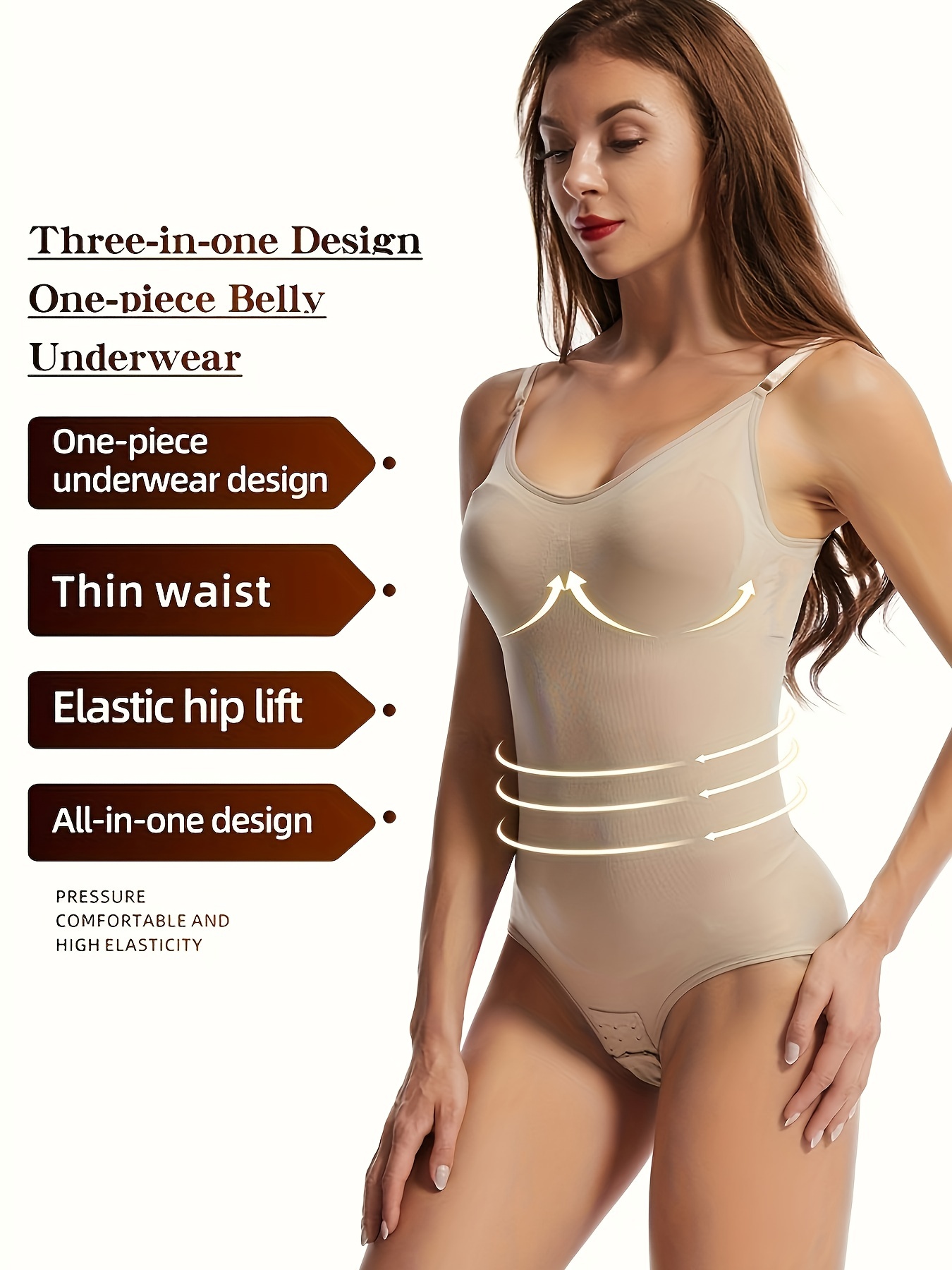 Women Shapewear Bodysuit Solid Color Sleeveless Sling Spaghetti Strap Tummy  Control Seamless Body Shaper，S/M/L/XL