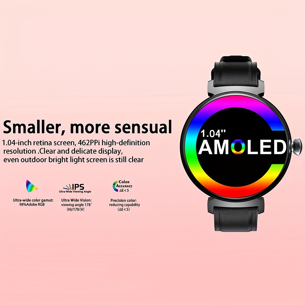 Reloj inteligente minimalista de moda para mujer (respuesta/hacer  llamadas), pantalla AMOLED redonda más pequeña del mundo de 1.04 pulgadas  con