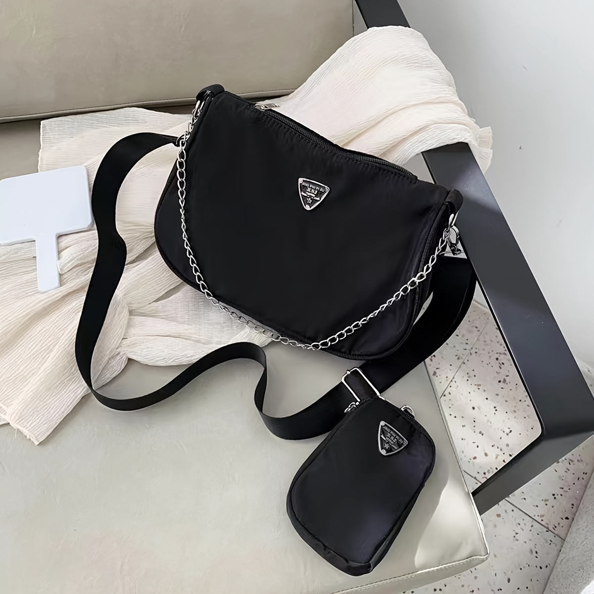 Prada Coloured Strap Crossbody Bag in Black