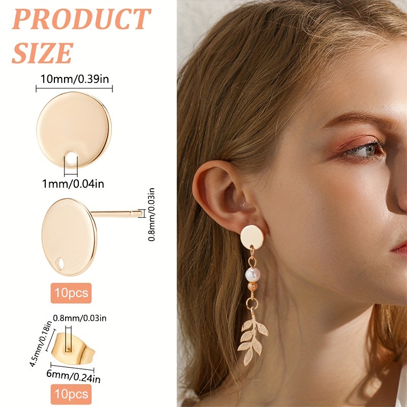 40Pcs 18K Gold Plated Beading Hoop Earrings Finding Round Linking