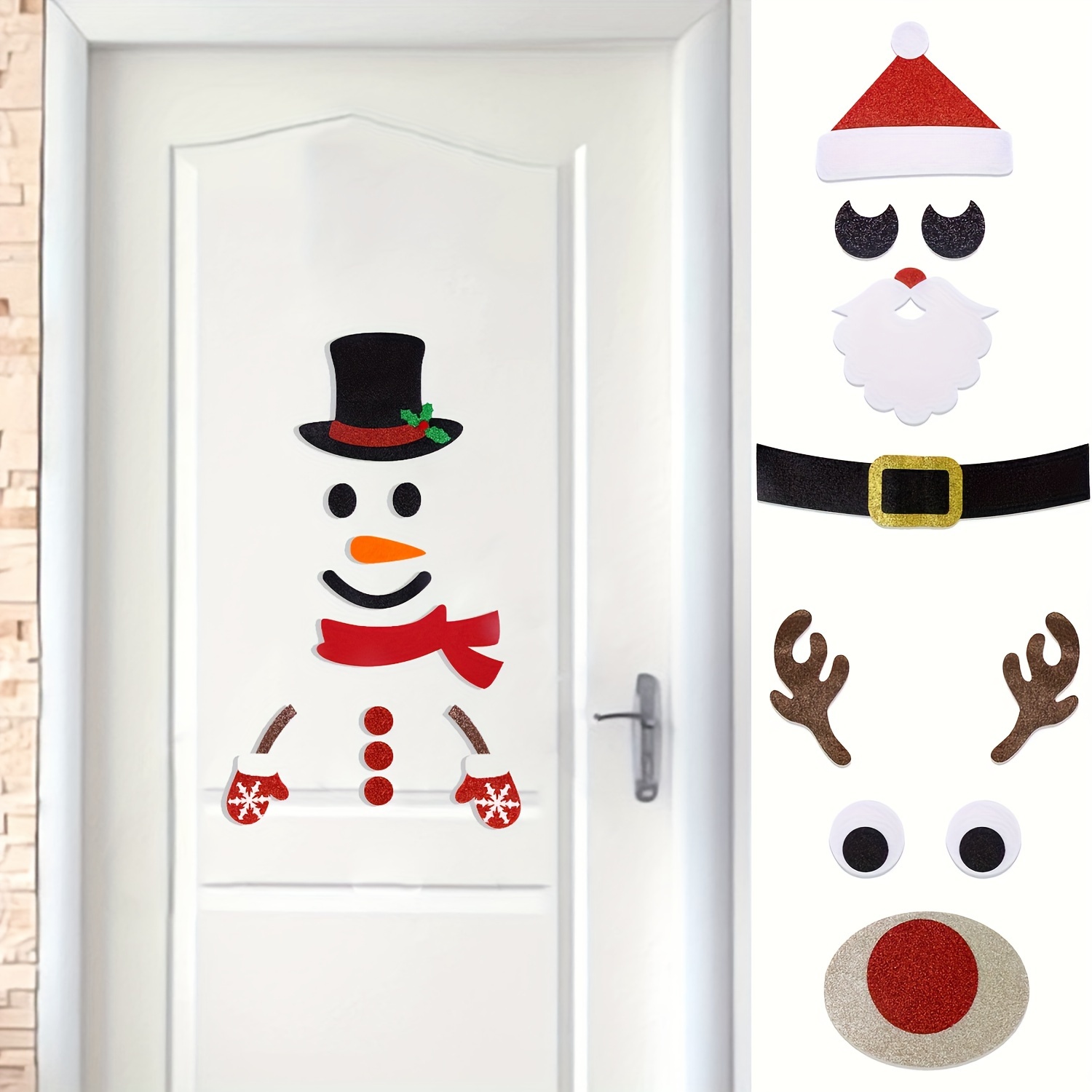 Acheter Autocollants de porte fenêtre de noël en tissu feutré, bonhomme de  neige, père noël, Elk, autocollant mural, décoration de maison, bonne année  2024