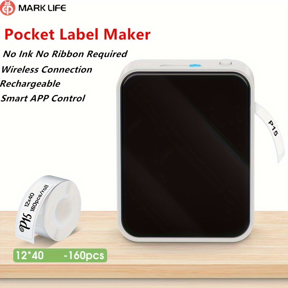 Marklife P15 Mini Label Maker Machine With 1Roll 12x40mm Label Wireless  Sticker Printer Compatible With Smartphone Use For DIY Label Sticker,Price  Tag