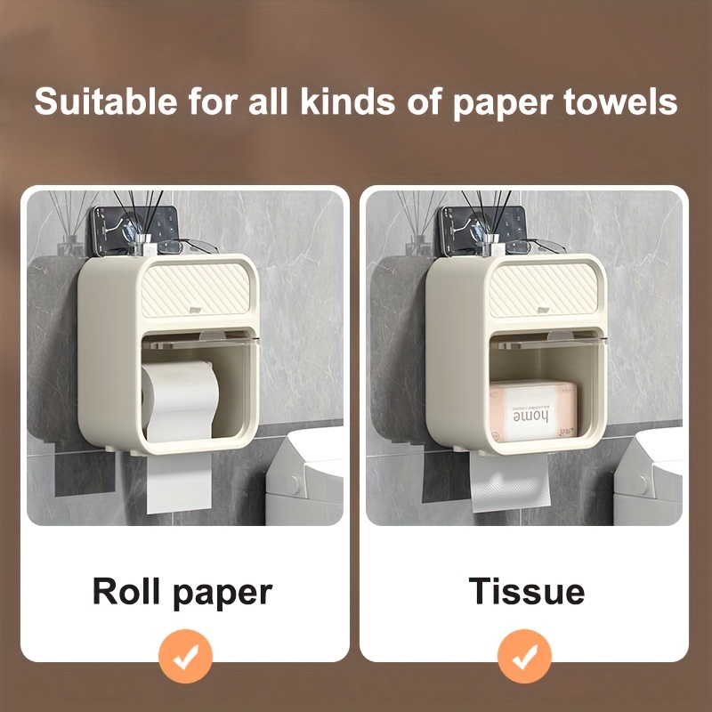 Wall Mounted Tissue Holder, Waterproof Toilet Storage C