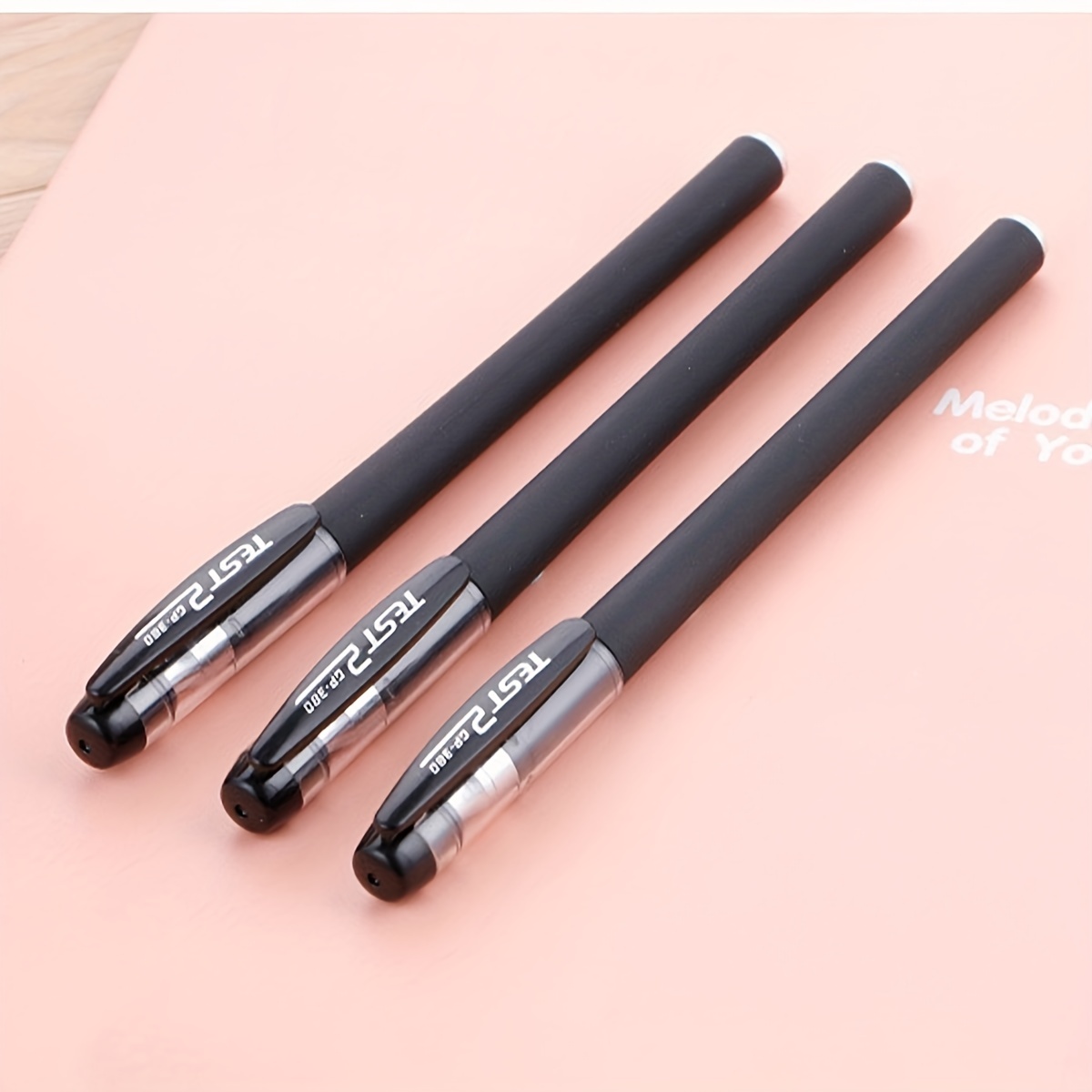 Test 2 GP-380 Black Gel Pen Pack of 6 - Sleek and Smooth for