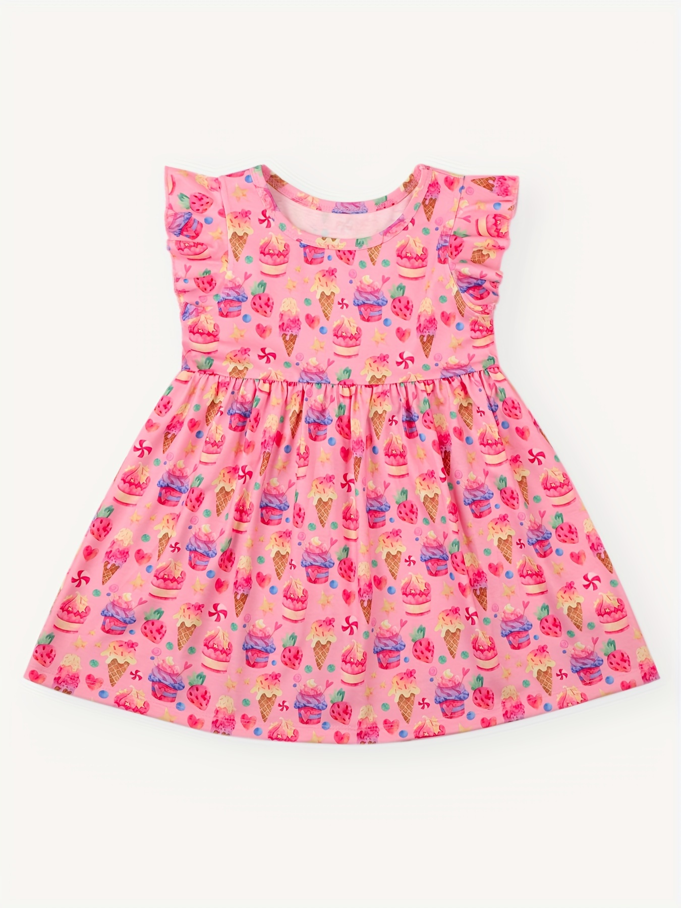Girls Short Sleeve Pink Uni-Cone Unicorn Ice Cream Tee Shirt Small 6-6x