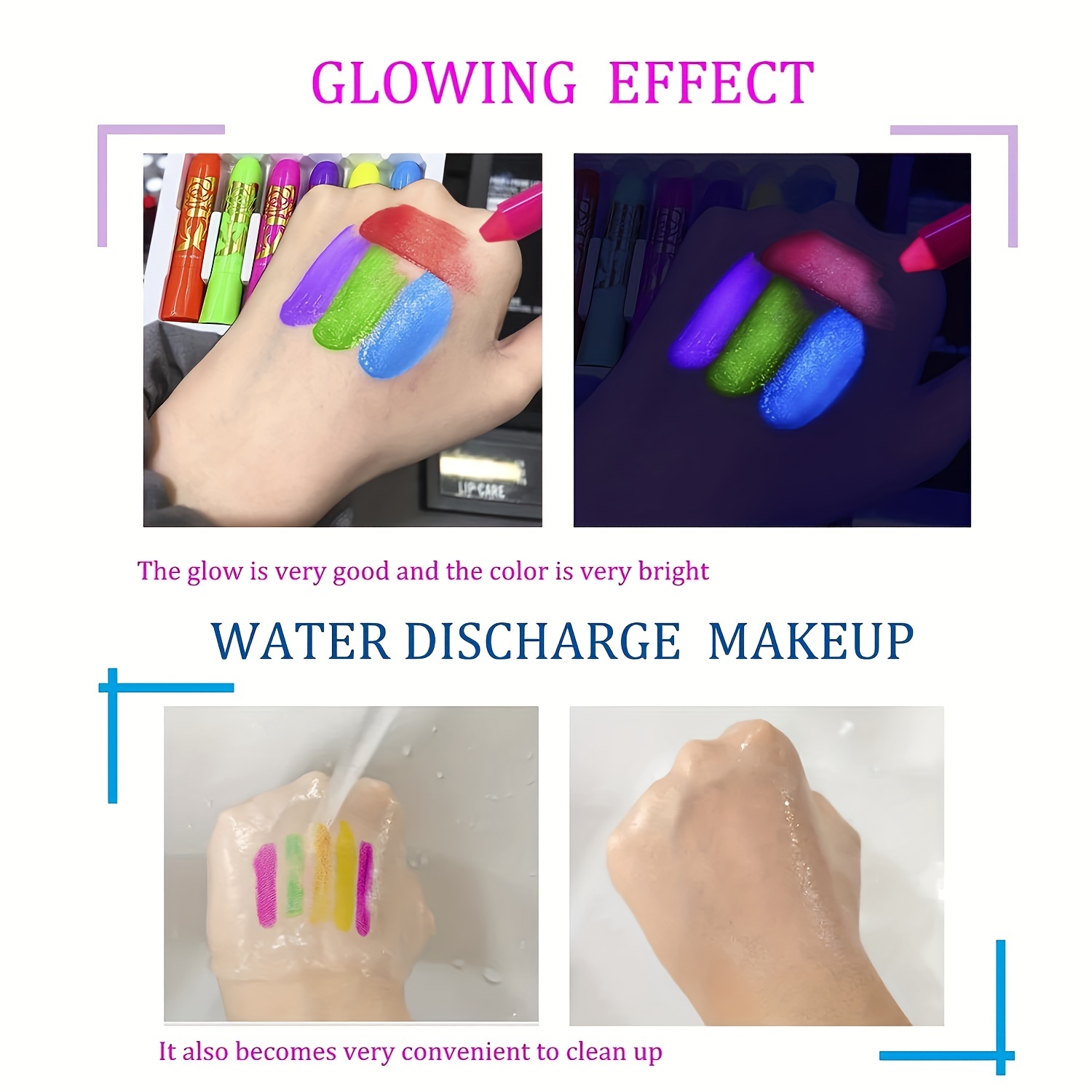 UV Glow - Neon UV Paint Stick/Face & Body Crayon - Genuine and original UV  Glow product - glows brightly under Blacklights! (Set of 4)