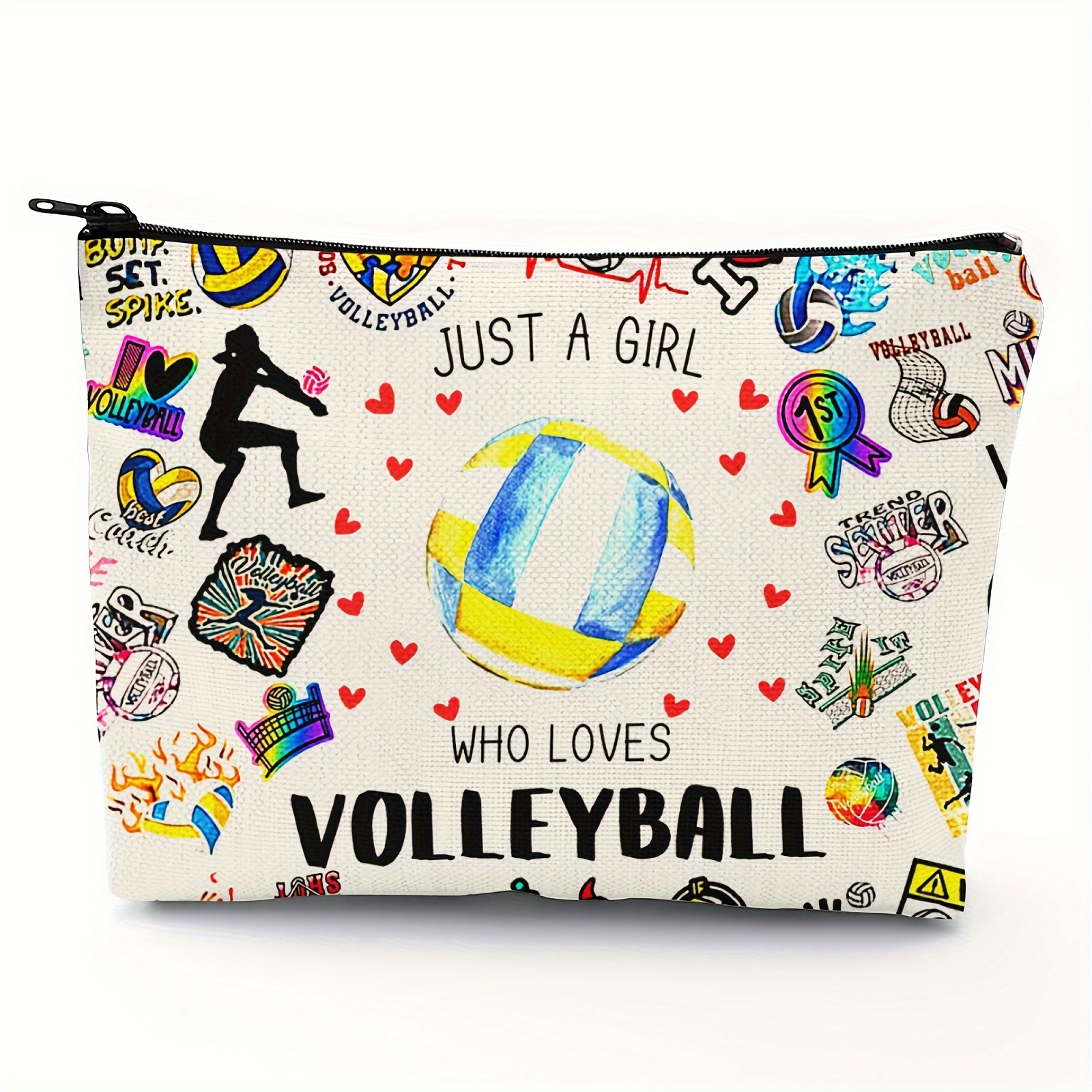 

Volleyball Inspirational Gifts For Women Volleyball Stuff Gifts For Teen Volleyball Players Teams, Birthday Gifts For Women Makeup Bag - Peace Love Volleyball