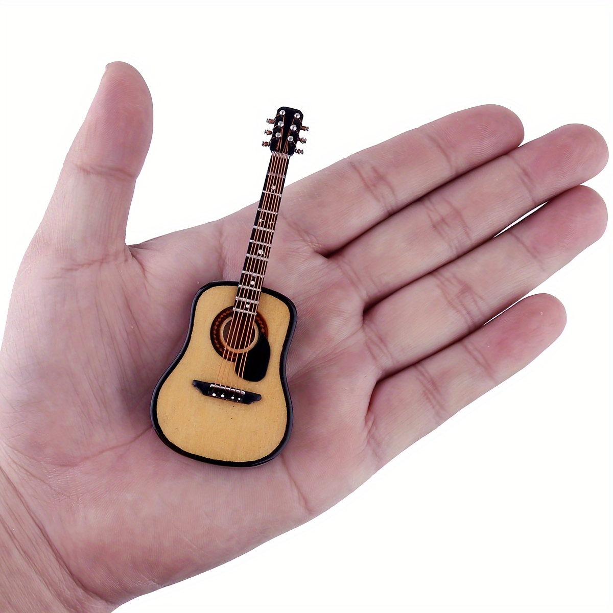 

Mini Wooden Guitar Collectible With Stand And Case - Artistic Craft Ornament For Home Decor