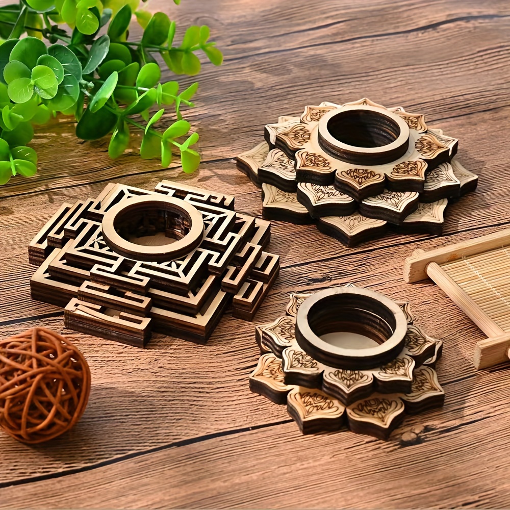 Meditation Crystal Stone Pad Wooden Crafts Seven Star Array Chassis Crystal  Ball Base Wooden Jewelry