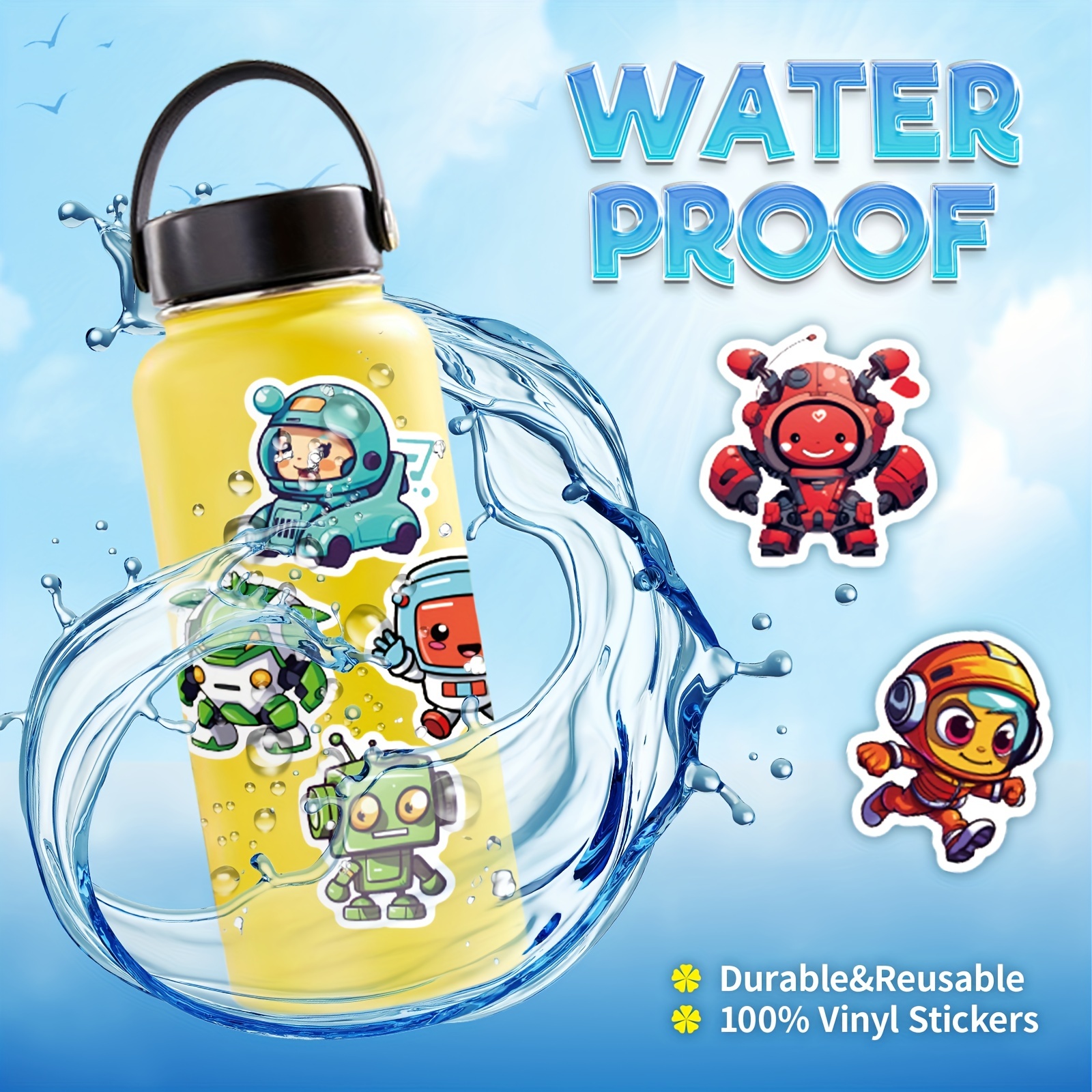 Cartoon Robot Stickers Perfect For Water Bottles Laptops - Temu