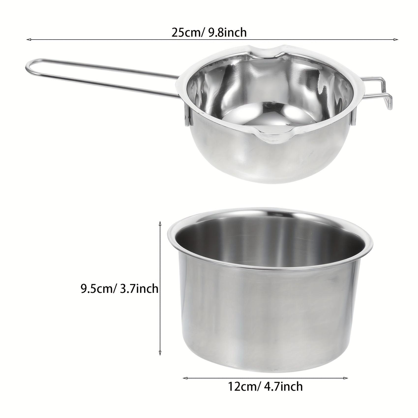 2Pcs Double Boiler Pot Set, Stainless Steel Chocolate Melt Pot for Melting  Candy, Wax, Soap DIY Candle Making (450ml & 900ml) 