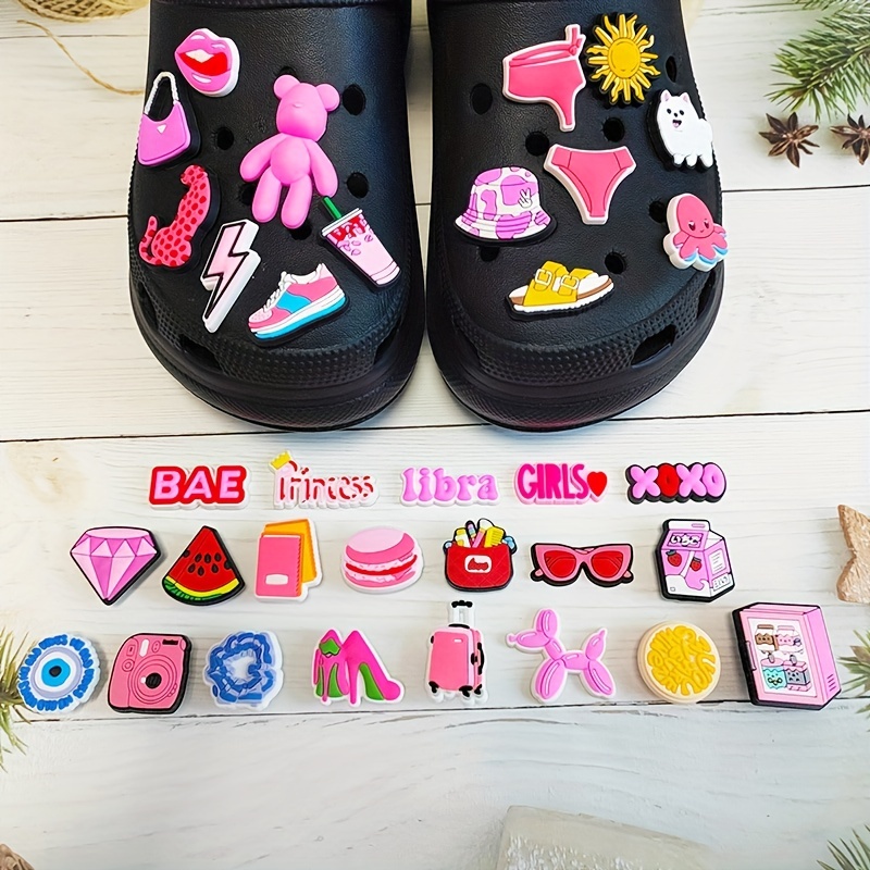 40Pcs Kawaii Croc Charms for Cartoon Shoe Sandals Decorations for  Girls,Women, T