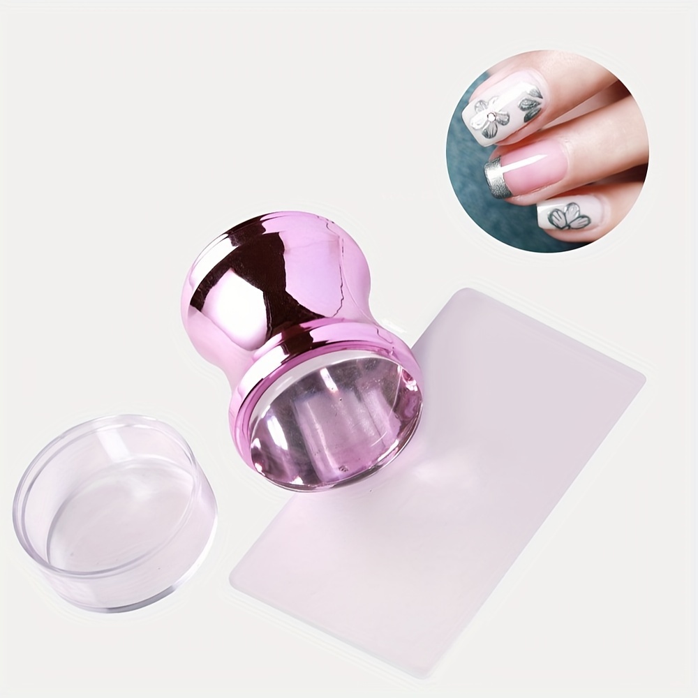 Gexo Nail Art Stamper Clear Silicone Kit with Scraper Decorations Supplies  1Pcs Transparent Jelly Soft Print for Fast French Nails Tip Manicure Tools