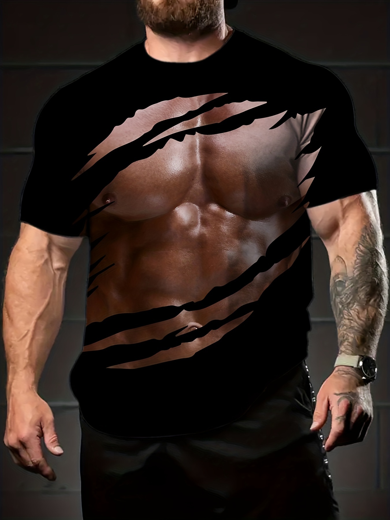 Plus Size Camiseta Sexy De Hombre Con Estampado Gráfico De - Temu