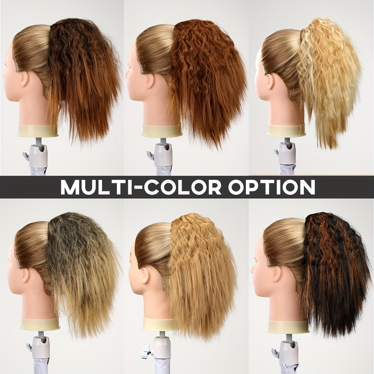 Ombre Kinky Curly Wave Ponytail Extension 30 48 Cm Short Corn Wave Drawstring
