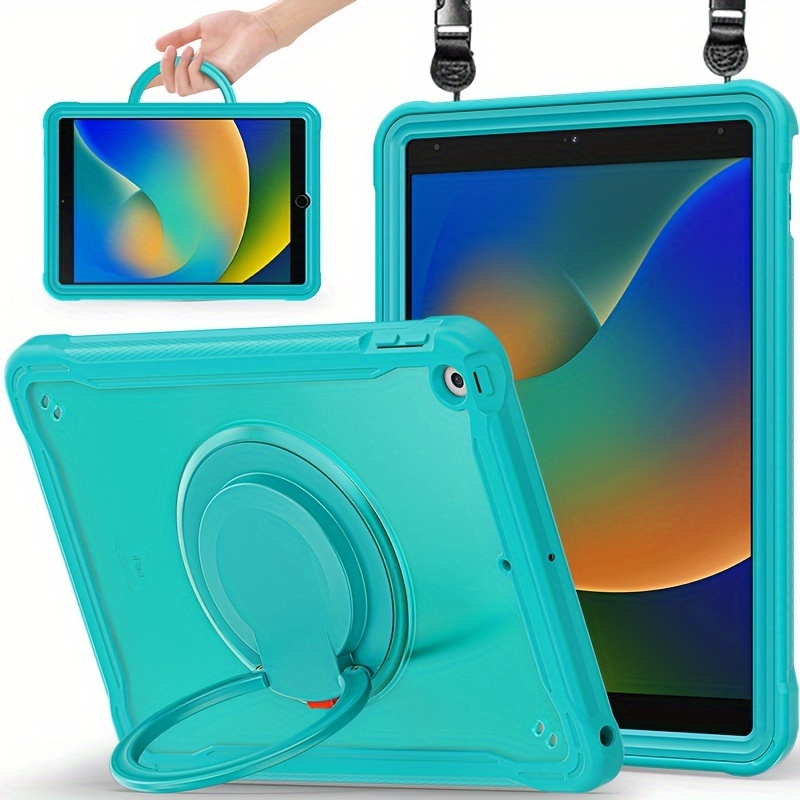 iPad 9th Gen 10.2 Inch 2021 Three Layer Full Body Protection Shockproof  Protective Cover with Pencil Holder Blue