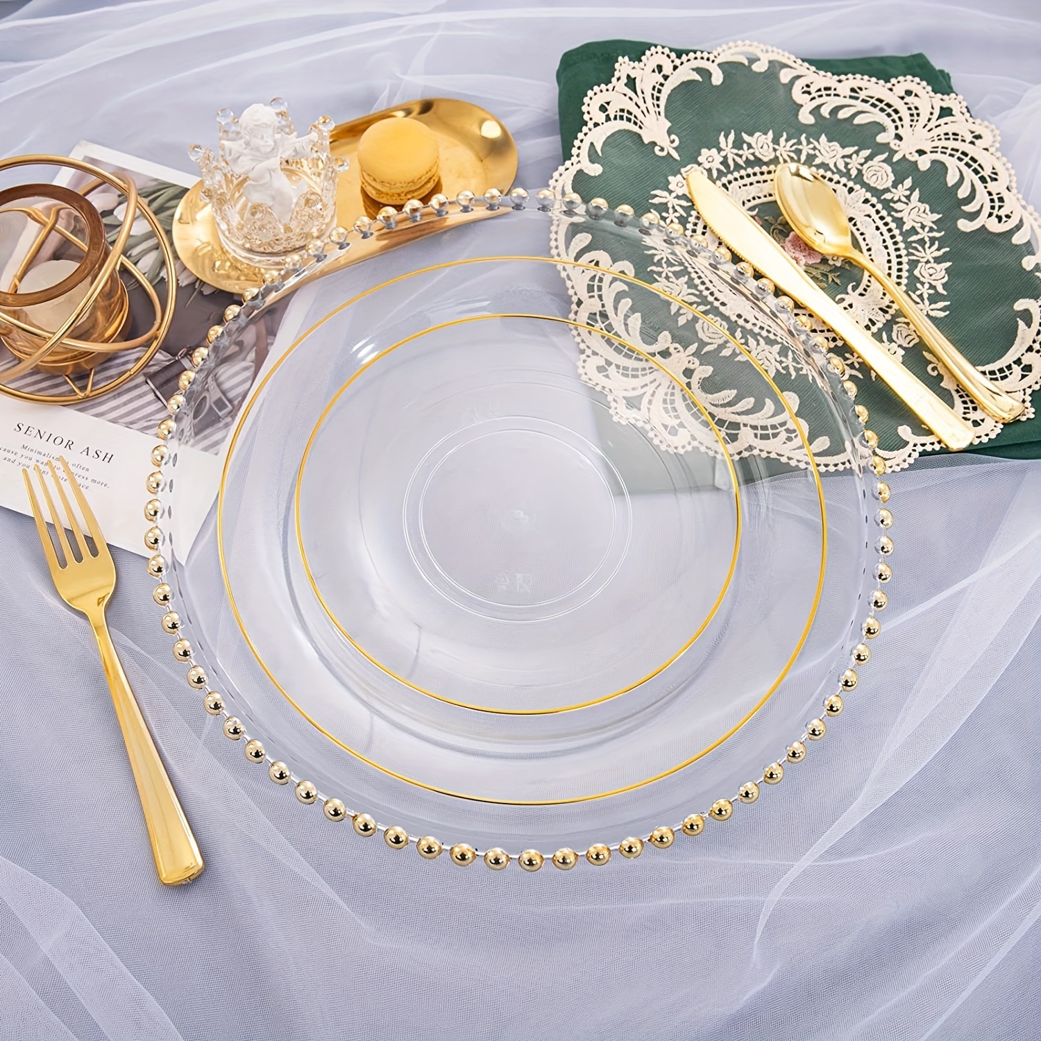 200 platos de plástico transparente desechables de 6 pulgadas, platos  redondos transparentes para fiestas de bodas, recepciones, catering,  celebración