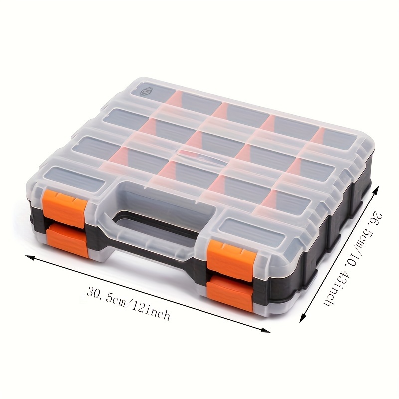 Caja de herramientas de plástico, organizador de tornillos, caja