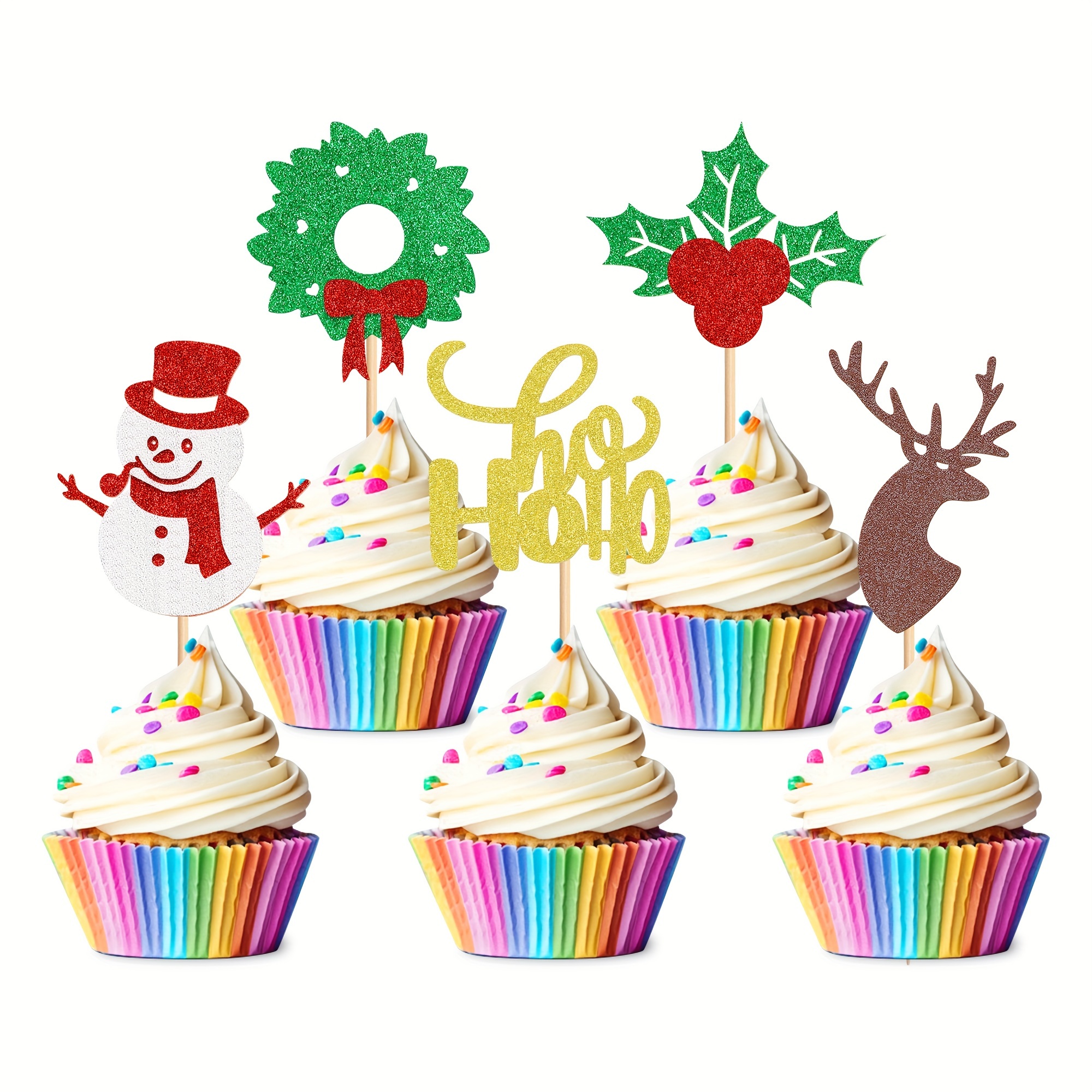 Christmas Party Decorations With Cupcakes For Christmas Party Decoration  Merry Christmas Baking Decor Supplies - Temu