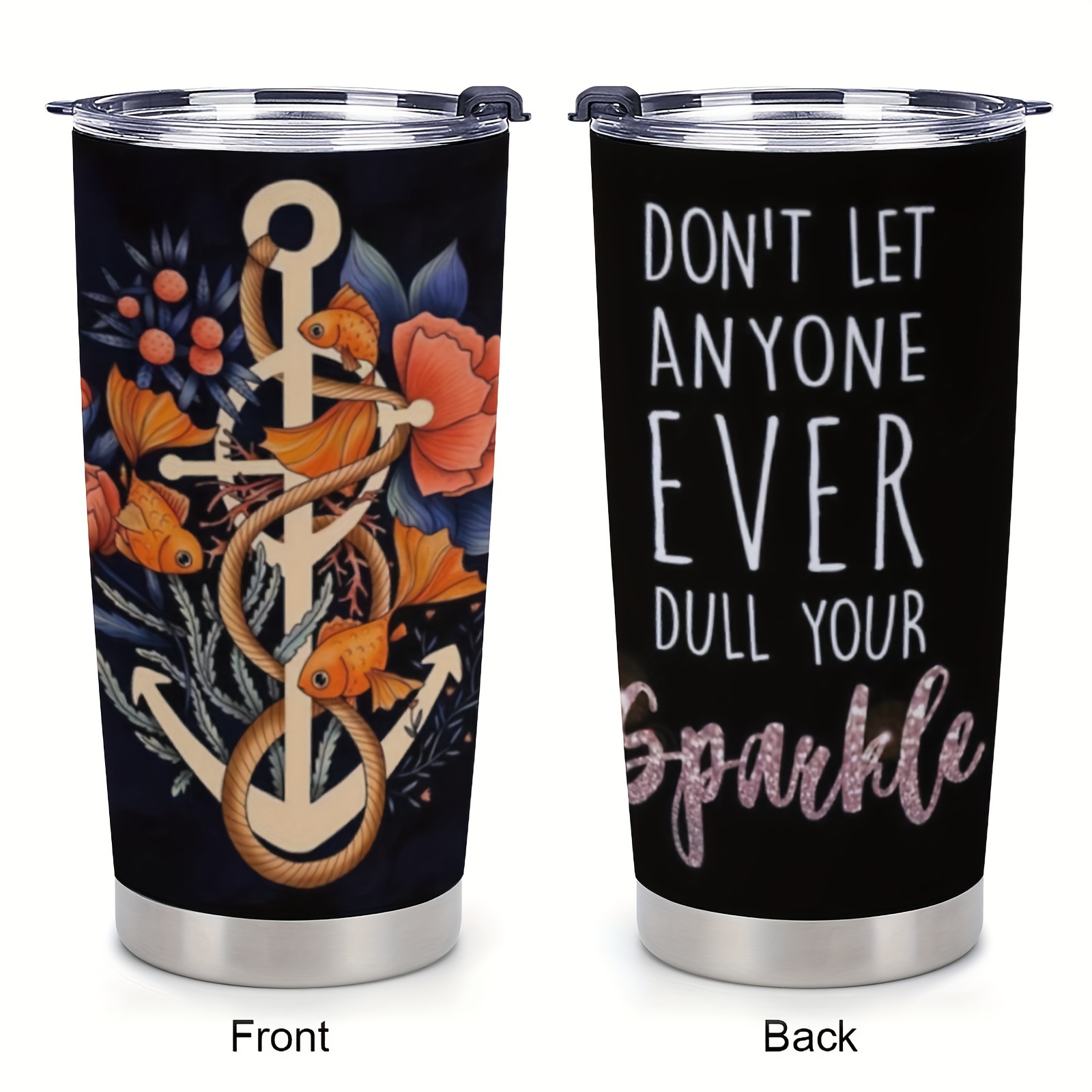 

1pc 20oz Anchor And Fish Gifts, Don't Let Anyone Slow You Down Forever, Work Hard, Young Man, Insulated Travel Coffee Mug With Lid